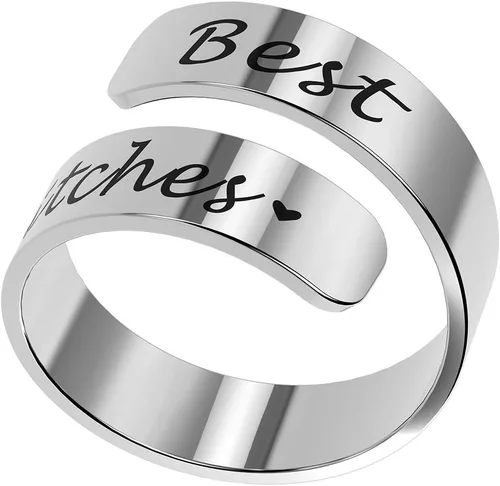 Vista 20 de HOFOYA Anillos inspiradores ajustables de acero inoxidable, anillos de grabado, joyería motivacional, graduación, San Valentín, regalos