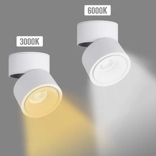 Vista 6 de Foco LED de Techo - Luz de Pared Downlight de Techo Ajustable 360° Iluminación LED COB Lámpara de Pared o Luz Puntual Blanco Frío 6000K / Blanco