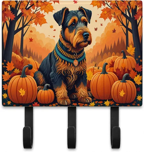 Vista 50 de Affenpinscher - Correa de otoño o llavero Affenpinscher Fall artwork on ceramic tile with three steel hooks for keys, leashes, towels