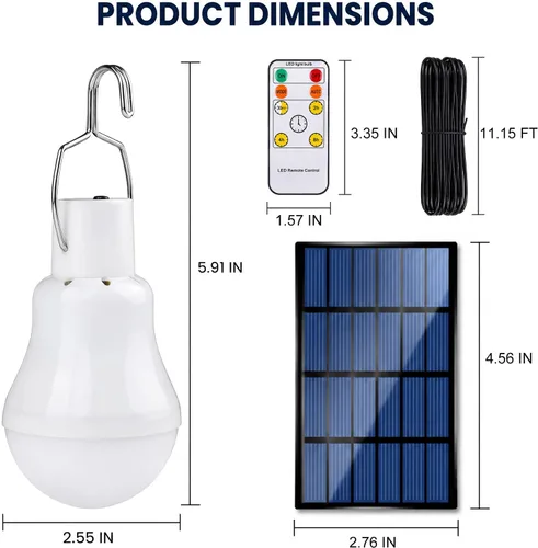 Vista 8 de Luz de gallinero con temporizador, bombillas solares recargables del anochecer al amanecer para interiores y el hogar, lámparas de campamento al