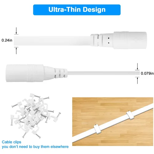 Vista 5 de Cable de extensión de alimentación CC de 12 V 3.05 m 2.1 mm×5.5 mm, cable de extensión de alimentación universal de 12 V para cámara de seguridad