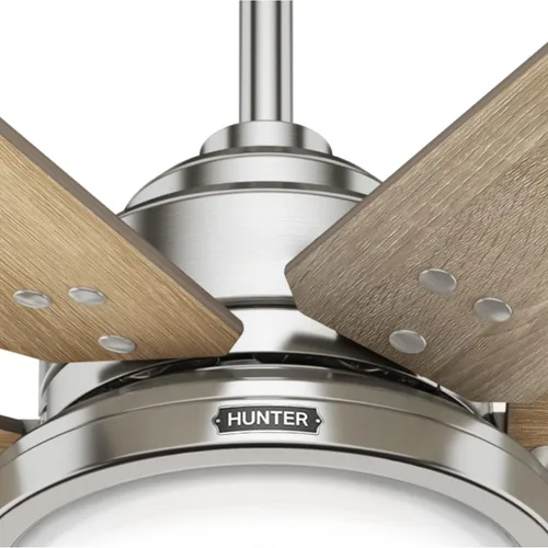 Vista 12 de Hunter Warrant - Ventilador de techo interior con luz LED, 60 pulgadas, níquel cepillado Acabado cepillo níquel (Brushed Nickel Finish)