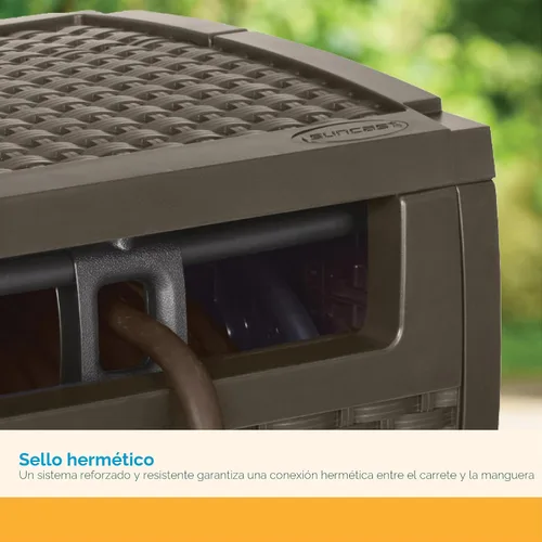 Vista 5 de Suncast caja con carrete para manguera de 175 pies de resina, color café, Marrón mocha