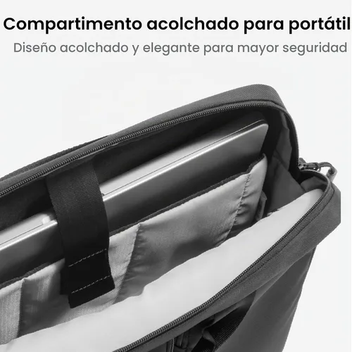 Vista 5 de tomtoc A33 Slim - Bolsa de hombro para laptop de 13-14 pulgadas para MacBook Air/Pro M5/M4/M3, maletín con almacenamiento de accesorios y Negro