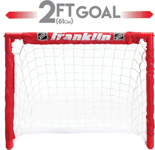 Vista 2 de Franklin Sports - Juego de porterías plegables para niños de hockey NHL - (2) porterías de hockey callejero y de rodilla - (2) palos de hockey