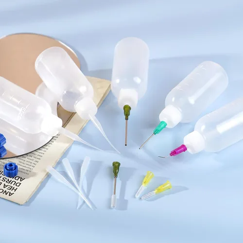 Vista 4 de Botella de pegamento de 30 ml con aplicador de punta de precisión, botella de aguja con punta de 14 ga, 16 ga, 18 ga, 20 ga, 25 ga, aplicador