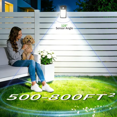 Vista 8 de YJFWAL Paquete de 2 luces solares para exteriores, 40 LED, 3 modos luces con clip con sensor de movimiento solar, impermeable IP65 para patio