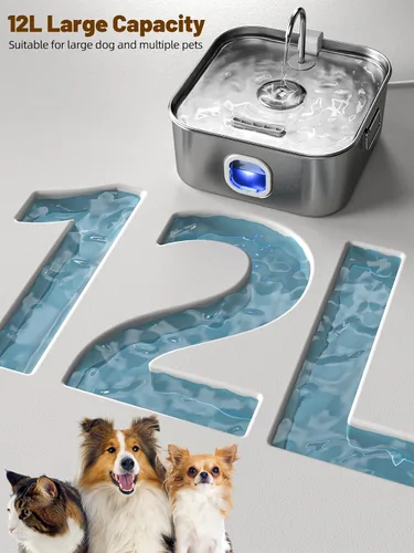 Vista 2 de Fuente de agua para perros de acero inoxidable, fuente de agua grande para perros grandes, dispensador de agua para perros grandes, ventana de nivel