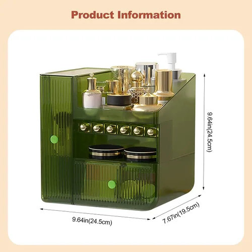 Vista 6 de Organizador de maquillaje de cosméticos, organizador de cuidado de la piel, organizador de cosméticos grande a prueba de polvo, impermeable