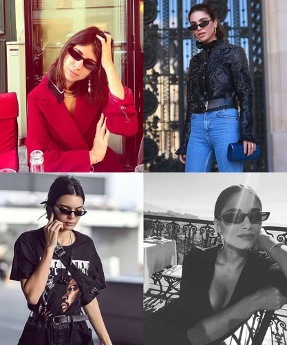 Vista 6 de Gafas de sol rectangulares con montura pequeña, diseño de moda, para mujer