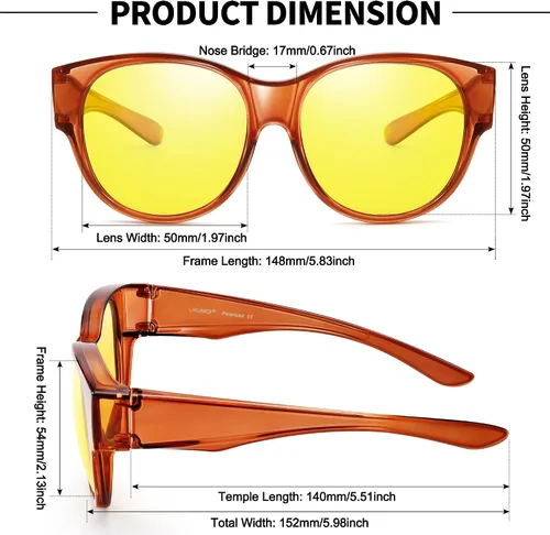 Vista 3 de URUMQI Gafas de sol para mujer gafas de sol redondas de moda gafas de sol polarizadas UV400 marco grande