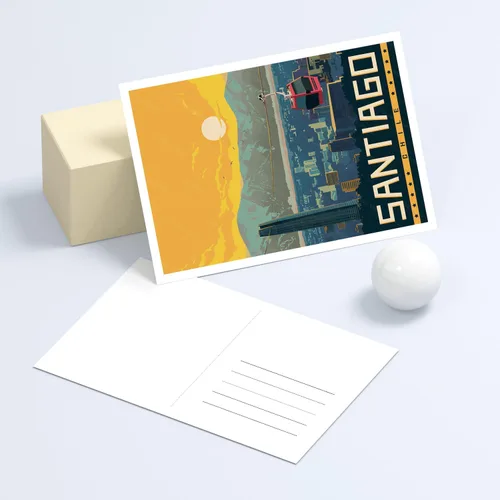 Vista 5 de gaeaverse Tarjetas postales de paisaje de Santiago Chile, 9 unidades, diseño de ciudades del mundo, tarjetas de felicitación para negocios, viajes