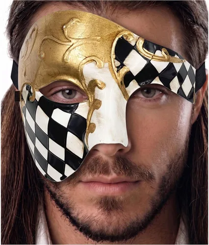 Vista 8 de Máscara de mascarada para hombre, máscara del fantasma de la ópera, máscara de baile de graduación, Mardi Gras, Haloween veneciano, media cara