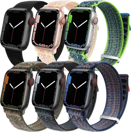 Vista 15 de Paquete de 6 correas deportivas compatibles con Apple Watch de 1.496 in 1.575 in 1.614 in 1.654 in 1.732 in 1.772 in 1.811 in 1.929 in para iWatch