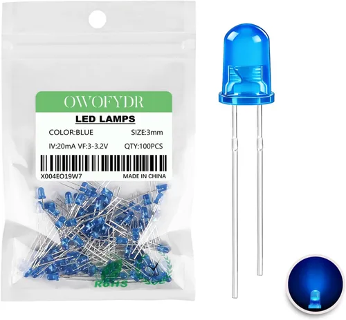 Vista 45 de 100 diodos LED RGB de 0.118 in, cátodo común, orificio pasante