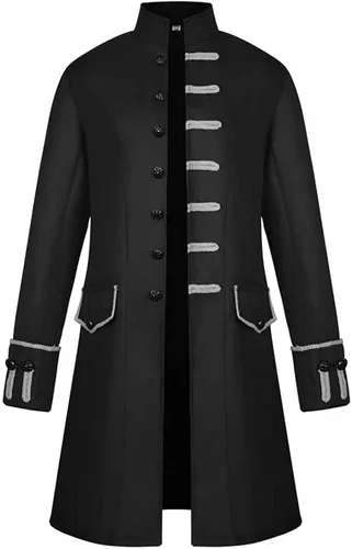 Vista 2 de RTRDE Disfraz de Halloween para hombre, chaqueta gótica victoriana, disfraz de cosplay para adultos, S-4XL
