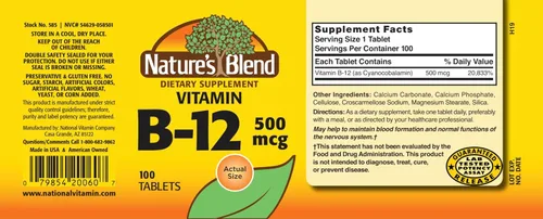 Vista 2 de Nature's Blend Vitamina B-12 500 mcg 100 Tabletas
