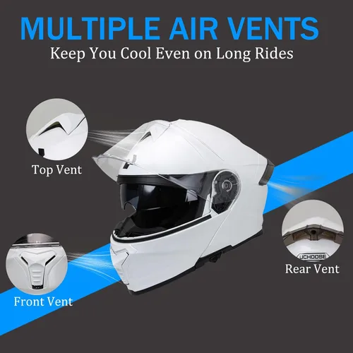 Vista 3 de Modular Motorcycle Helmet for Men Women, Flip Up Full Face to Open Face Helmet, DOT & FMVSS 218 Certified, Dual Visor, Removable & Washable Liner