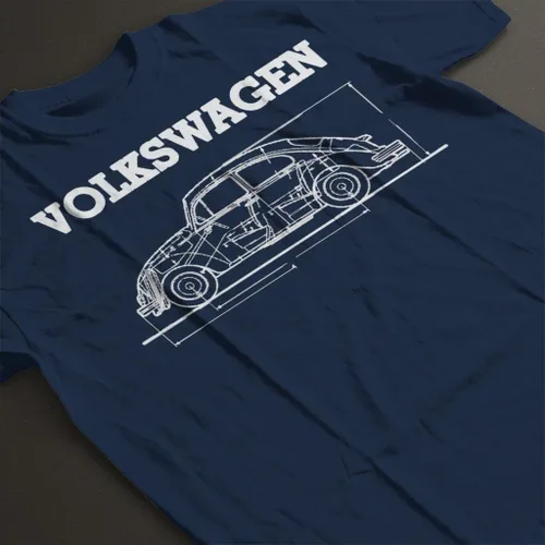 Vista 4 de Volkswagen Camiseta para hombre Beetle White Technical Diagram