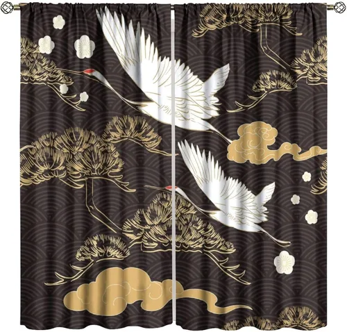 Vista 9 de Cortinas de cerezo, paisaje japonés, árbol de cerezo natural, primavera, dormitorio, sala de estar, ventana, 2 juegos de paneles, 42 x 45 pulgadas