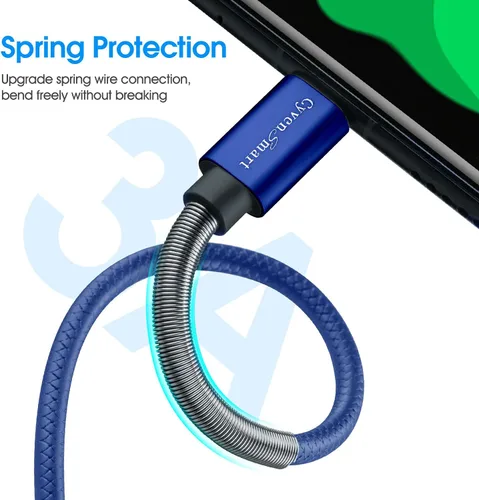 Vista 2 de Paquete de 3 unidades de 6 pies [1.82 m] Cable de carga compatible con Samsung Galaxy S9, S10, S8 Plus (3 A, carga rápida), cable TPE USB C, USB A