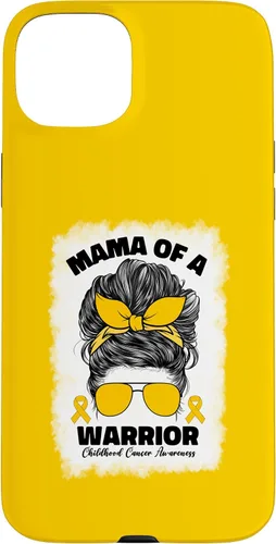 Vista 9 de Mama of A Warrior Messy Bun Mom Childhood Cancer Awareness Case for iPhone 17