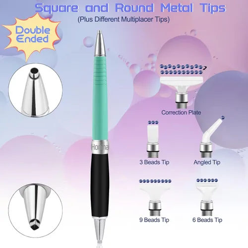Vista 3 de Bolígrafo de arte cuadrado de diamante, bolígrafos ergonómicos de metal con cabezales de taladro cuadrados y redondos, además de puntas multiplacer