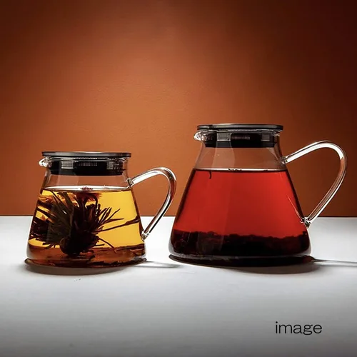 Vista 2 de Four Life 841 - Tetera de vidrio, resistente al calor, 18.9 fl oz (18.0 fl oz), para 3 tazas, tapa con colador de té, una mano, apta para microondas