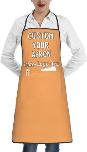 Vista 23 de Delantales personalizados para adultos, delantal personalizado con logotipo de foto, delantal impermeable con 2 bolsillos