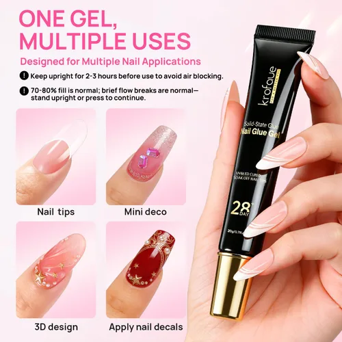 Vista 5 de Krofaue Gel de pegamento de uñas UV, 2 x 0.71 oz de pegamento de uñas de 00-2 piezas de pegamento de uñas sólido 2