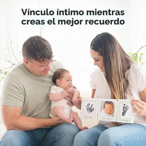 Vista 8 de Kit de huellas de manos y huellas para bebé sin tinta para recién nacido Blanco/Plateado