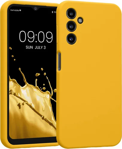 Vista 198 de kwmobile Funda compatible con Samsung Galaxy A13 4G - Funda delgada de silicona TPU - Acabado suave al tacto - Amarillo radiante
