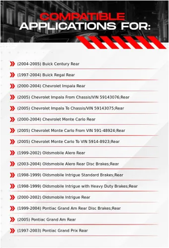 Vista 2 de R1 Concepts Frenos traseros y rotores Hardware incluido Kit de pastillas de freno y rotores traseros óptimos OEp Compatible con Buick Century