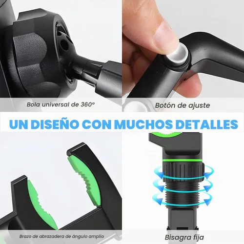 Vista 3 de Soporte de teléfono para espejo retrovisor, soporte de teléfono giratorio y retráctil de 360°, soporte multifuncional para espejo retrovisor