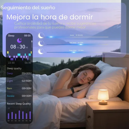 Vista 5 de Reloj inteligente para hombres y mujeres, contestar/hacer llamadas, monitor de fitness HD de 1.85 pulgadas con frecuencia cardíaca 24/7 y monitor