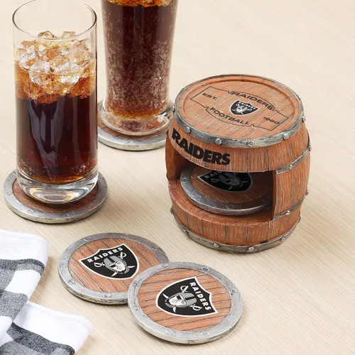 Vista 77 de FOCO NFL Team Logo 5-Pack Barrel Beverage Drink Coaster Set