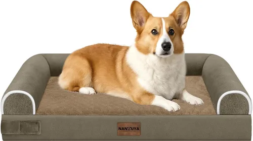 Vista 26 de NANUYA - Cama ortopédica para perros de tamaño mediano/grande, lavable: Camas con almohada para perros de tamaño mediano/grande, sofá de espuma