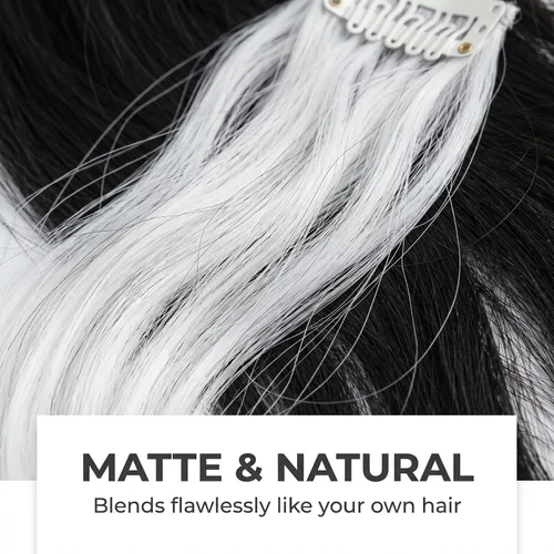 Vista 5 de FOMIYES Extensiones de cabello blanco de 19.7 pulgadas, rizado y ondulado, extensiones de cabello con clips para fiestas, para niños, niñas