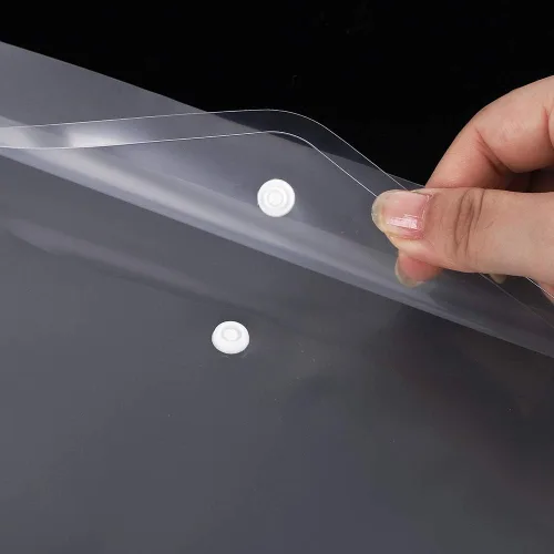 Vista 3 de EOOUT 30 piezas de sobres de plástico, sobres transparentes reutilizables de polietileno impermeables con botón de presión, tamaño carta US, A4
