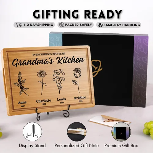 Vista 5 de Regalos de Navidad personalizados para mamás y abuelas, regalo de Navidad personalizado con diseño de flores de jardín, regalo de cocina perfecto