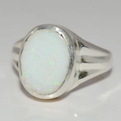Vista 2 de Natural Opal Silver Ring for Men 4 Carat October Birthstone Size 4,5,6,7,8,9,10,11,12,13