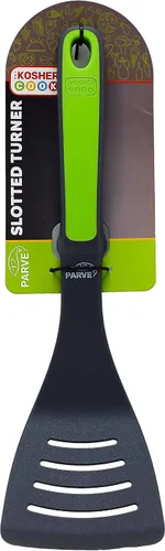 Vista 5 de Parve Green - Espátula giratoria ranurada, utensilio de cocina de silicona resistente para cocinar y hornear, mango ergonómico y agarre cómodo