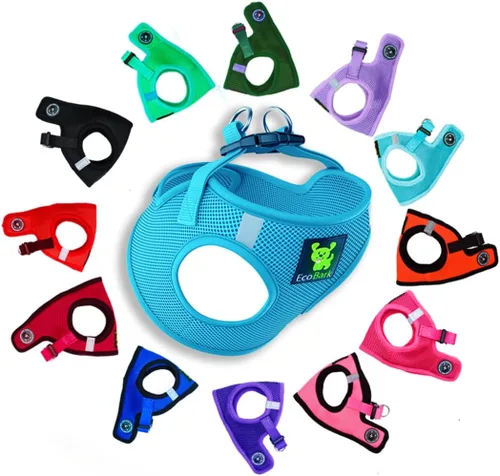 Vista 14 de EcoBark - Arnés para perro, arneses de taza de té ecológicos para perros XXS, XS y pequeños - Arnés reflectante y ajustable para cuerpo mini