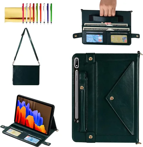 Vista 47 de Bolso Funda para Samsung Galaxy Tab S10 FE/S9 FE 10.9"/S9/S8/S7 11", Techcircle Folio con Soporte Cruzado, Billetera con Ranura para Lápiz S Pen