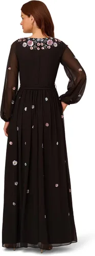 Vista 2 de Adrianna Papell Vestido de manga larga con cuentas para mujer