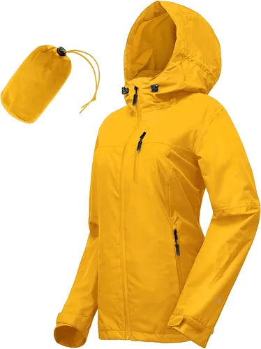 Vista 6 de Chaqueta impermeable plegable para mujer 33,000ft, ligera, impermeable, con capucha, para ciclismo y bicicleta, cortavientos Tono aguamarina