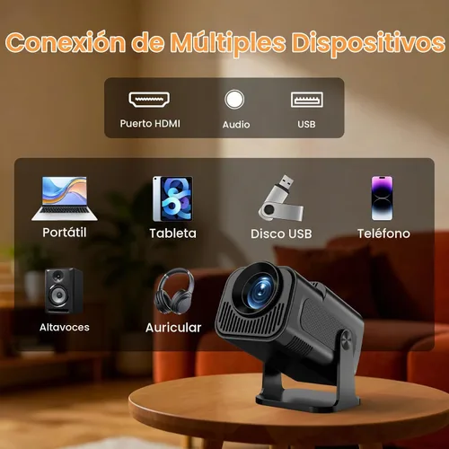 Vista 7 de Mini proyector con WiFi y soporte Bluetooth 4K y proyector inteligente