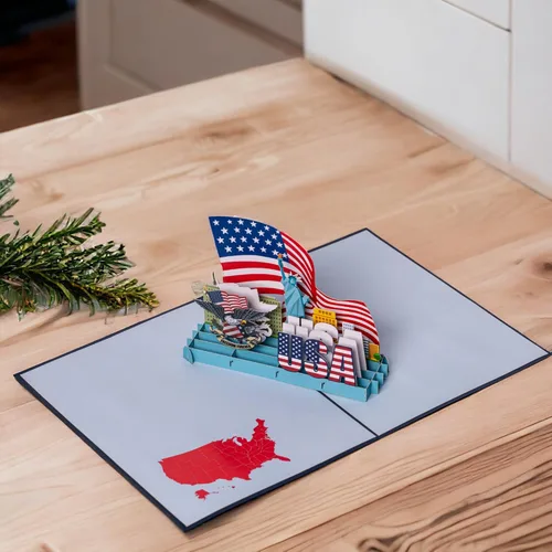 Vista 9 de Rykamia Blank USA Pop Up Card, Regalo de ciudadanía estadounidense, Regalo para un nuevo ciudadano estadounidense, Felicitaciones por convertirse