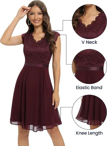 Vista 117 de Dressystar - Vestido de dama de honor, sin mangas, con cuello en V, para fiesta de boda
