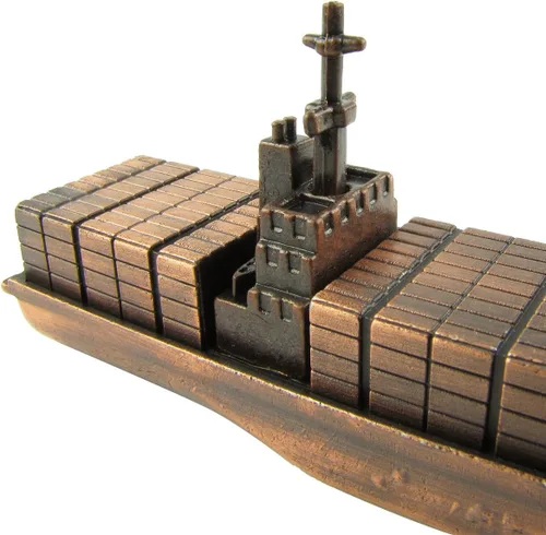 Vista 4 de TREASURE GURUS, LLC Contenedor de metal de bronce Réplica de buque de carga Die Cast Novedad Sacapuntas de juguete